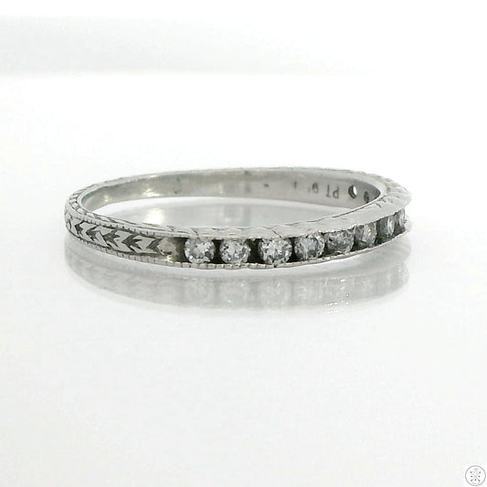 Vintage 950 Platinum 2.3 mm Band 1/3 ctw Natural Diamonds Size 6 Thin Stack