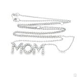 14k White Gold 'Mom' Pendant Necklace with 1/2 ctw Diamonds Adjustable 21 in