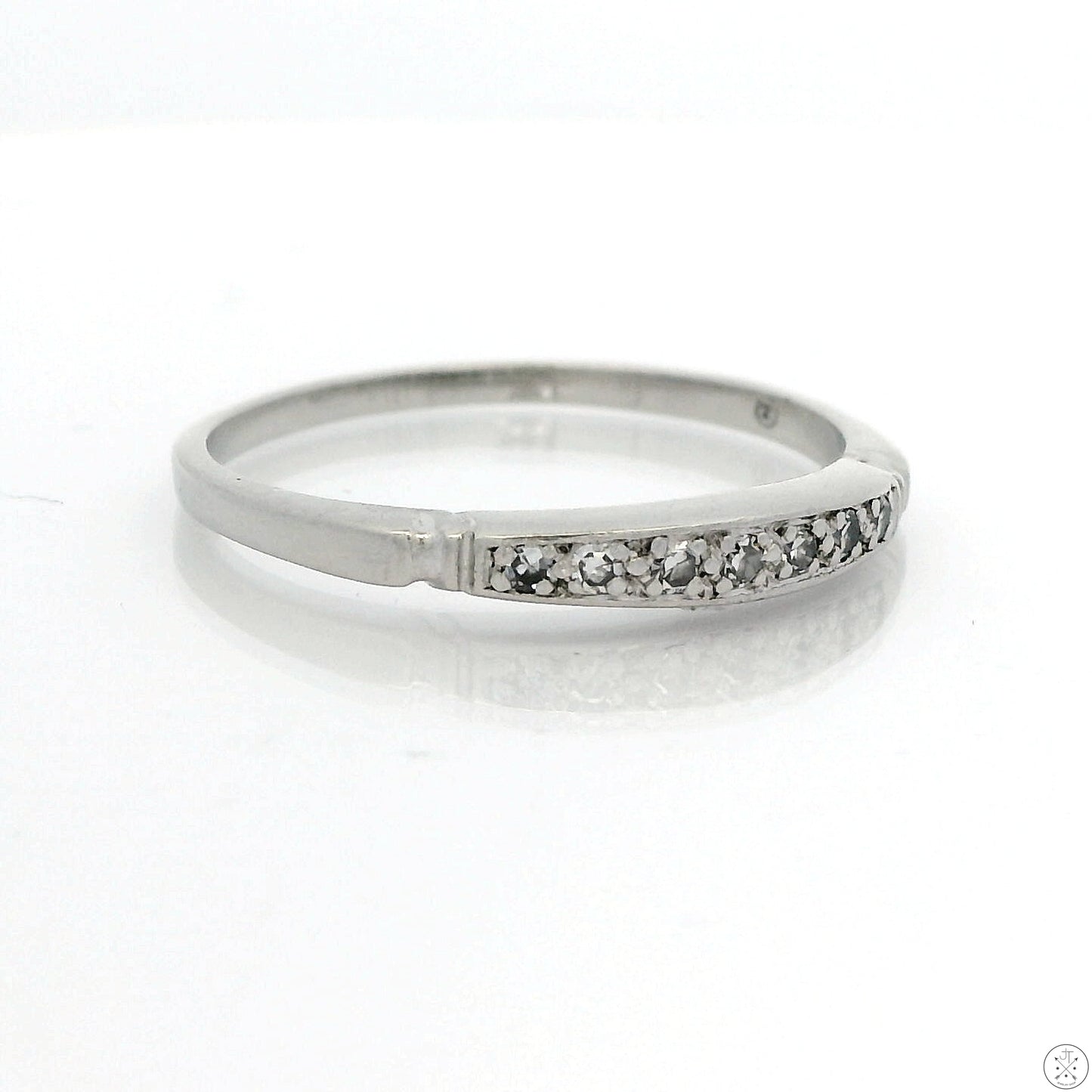Vintage Platinum Iridium 2.5 Band .07 ctw Natural Diamonds Size 6.75 Thin Stack