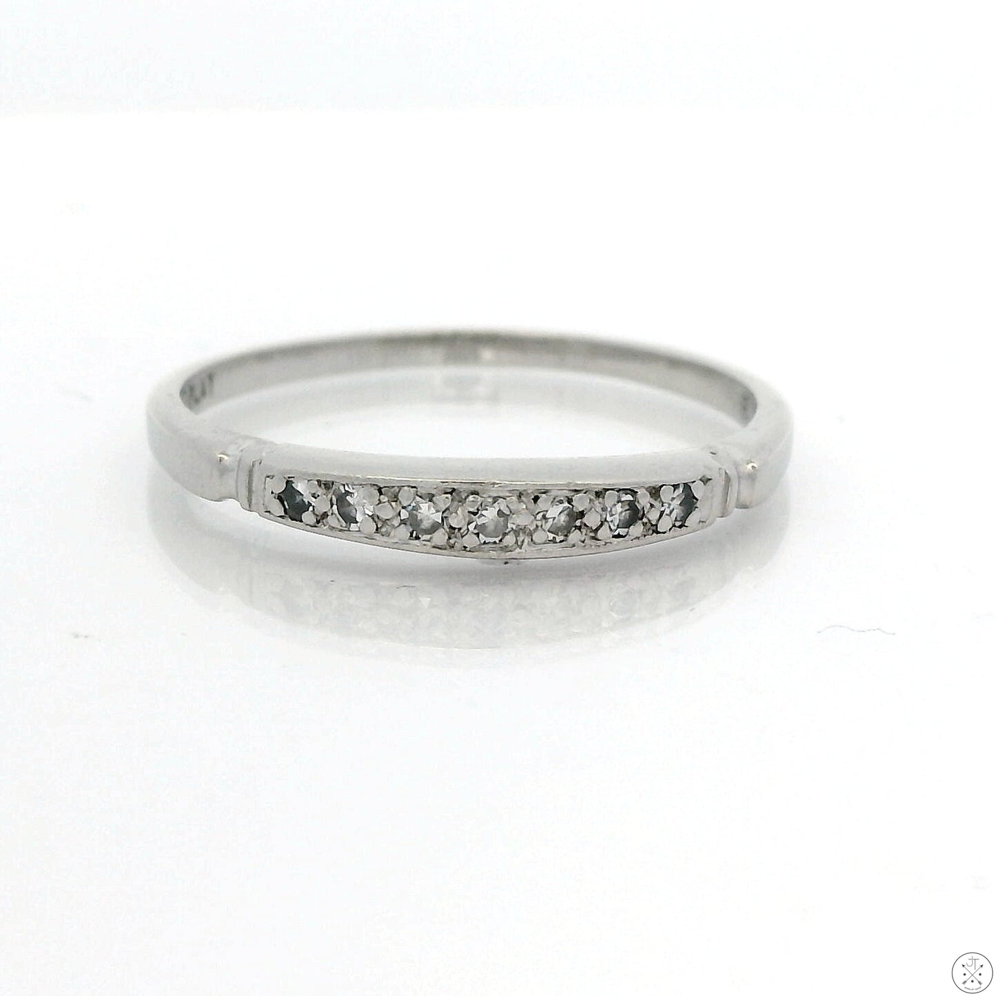 Vintage Platinum Iridium 2.5 Band .07 ctw Natural Diamonds Size 6.75 Thin Stack
