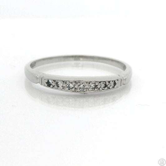 Vintage Platinum Iridium 2.5 Band .07 ctw Natural Diamonds Size 6.75 Thin Stack