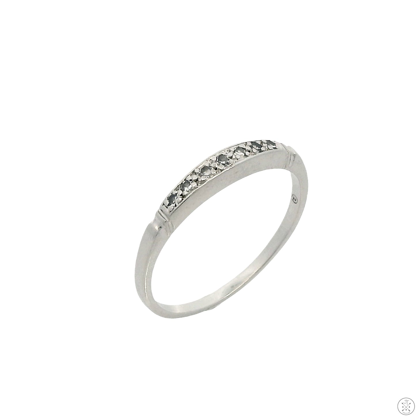 Vintage Platinum Iridium 2.5 Band .07 ctw Natural Diamonds Size 6.75 Thin Stack