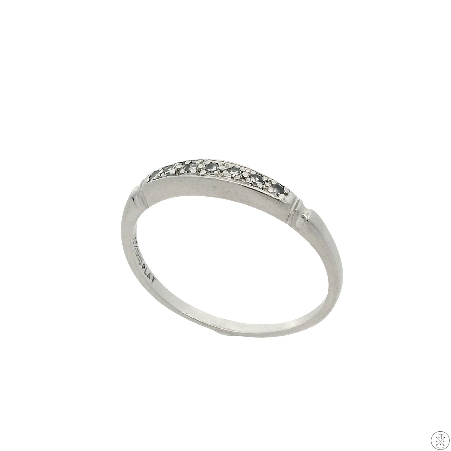 Vintage Platinum Iridium 2.5 Band .07 ctw Natural Diamonds Size 6.75 Thin Stack