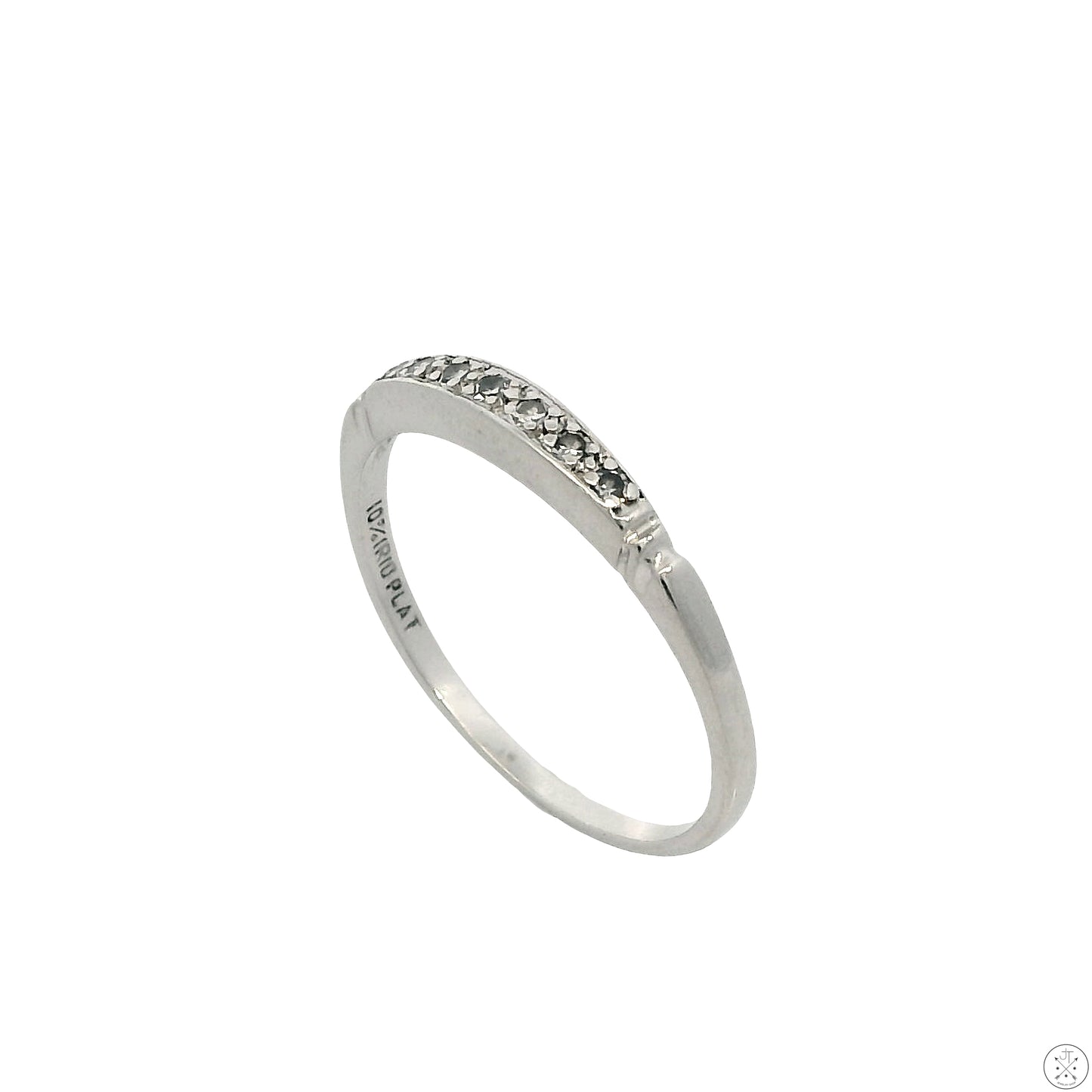 Vintage Platinum Iridium 2.5 Band .07 ctw Natural Diamonds Size 6.75 Thin Stack