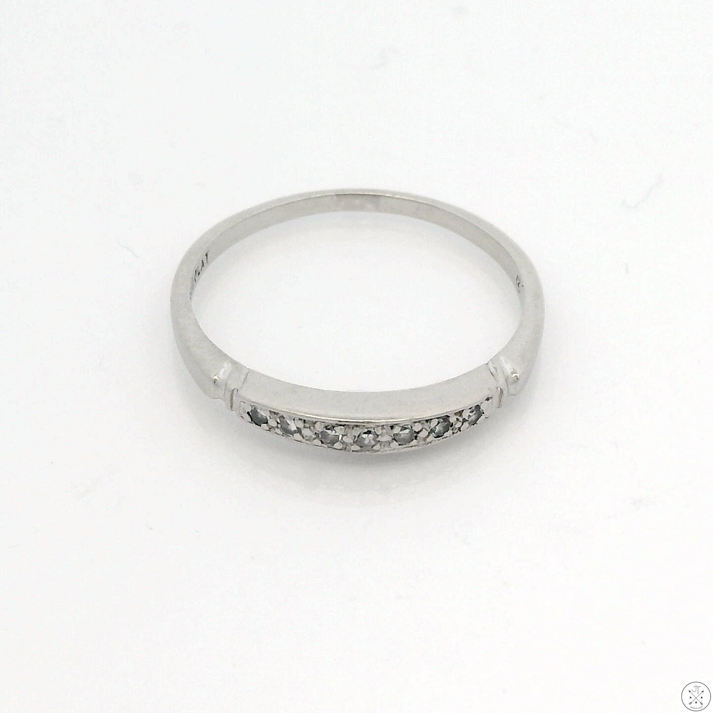 Vintage Platinum Iridium 2.5 Band .07 ctw Natural Diamonds Size 6.75 Thin Stack