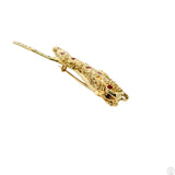 14k Yellow Gold Panther Brooch Natural Pink Sapphire Leaping Cat Pin