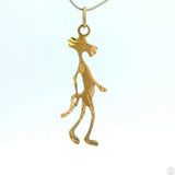 Vintage 14k Yellow Gold Pink Panther Pendant 1.5 inch Tall