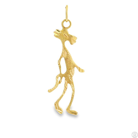 Vintage 14k Yellow Gold Pink Panther Pendant 1.5 inch Tall