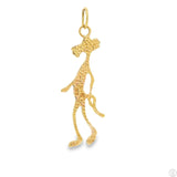 Vintage 14k Yellow Gold Pink Panther Pendant 1.5 inch Tall