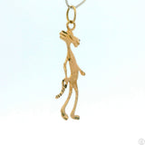 Vintage 14k Yellow Gold Pink Panther Pendant 1.5 inch Tall