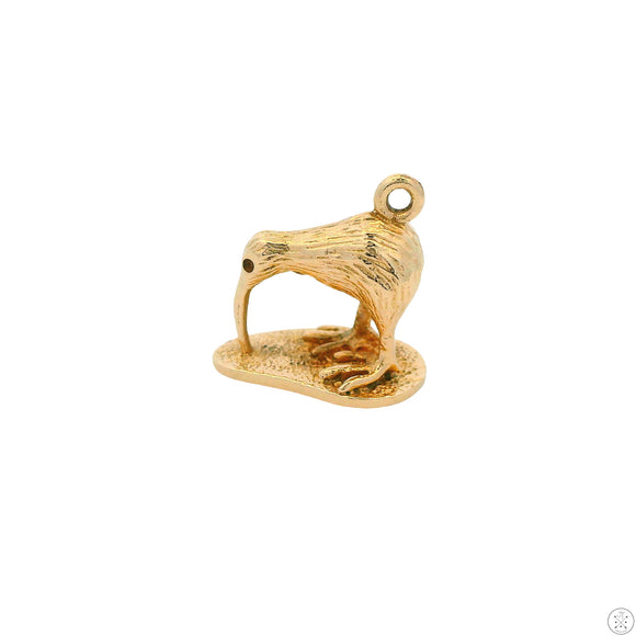 Vintage 14k Yellow Gold Charm Kiwi .4 inch Tall New Zealand