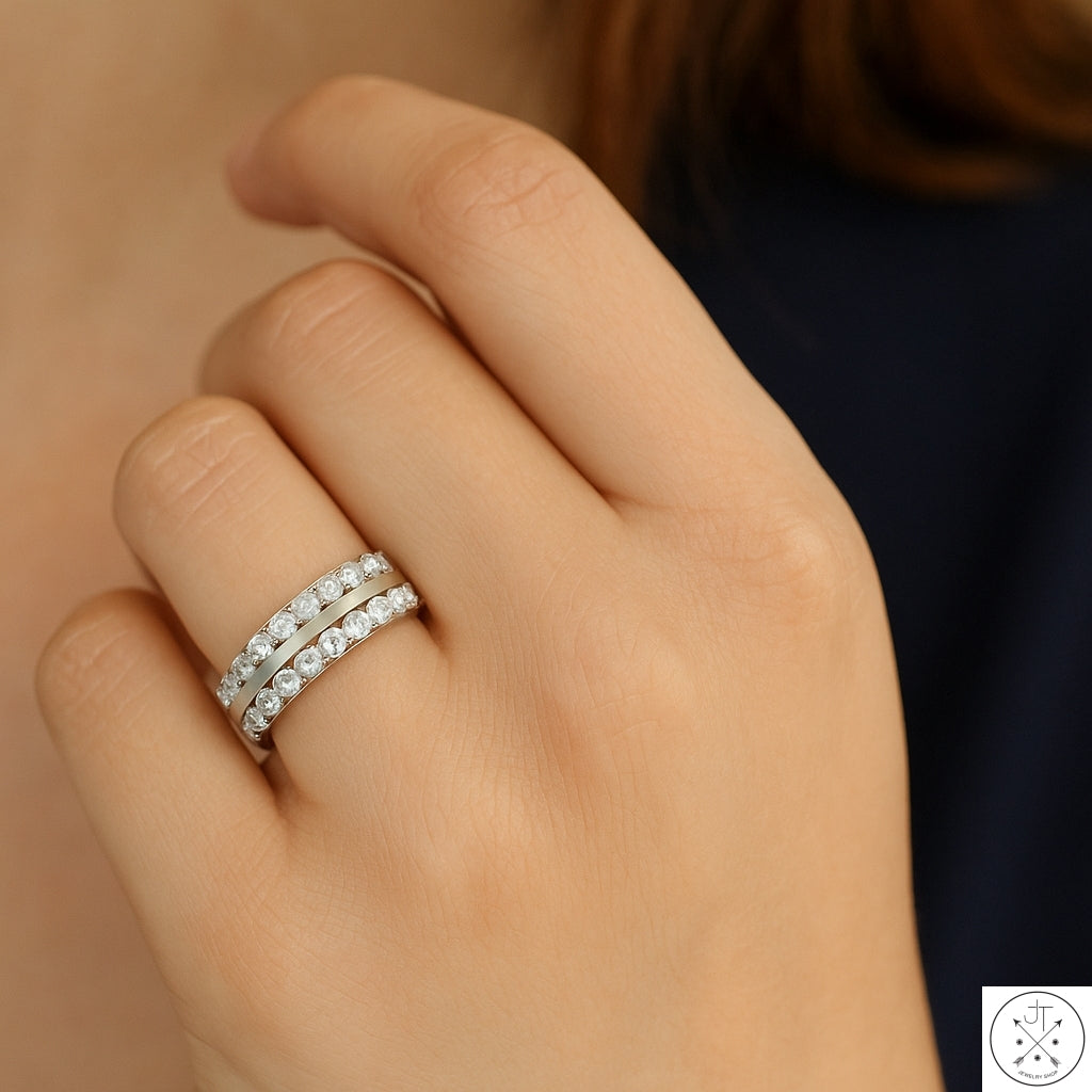 14k White Gold 6.5 mm Band with 3/4 ctw Natural Diamonds Size 6.5 Helzberg