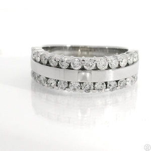 14k White Gold 6.5 mm Band with 3/4 ctw Natural Diamonds Size 6.5 Hezberg