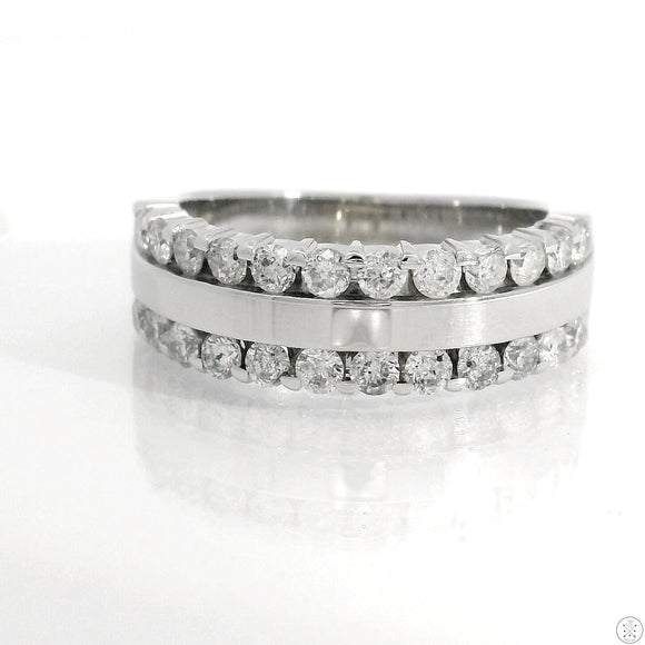 14k White Gold 6.5 mm Band with 3/4 ctw Natural Diamonds Size 6.5 Hezberg