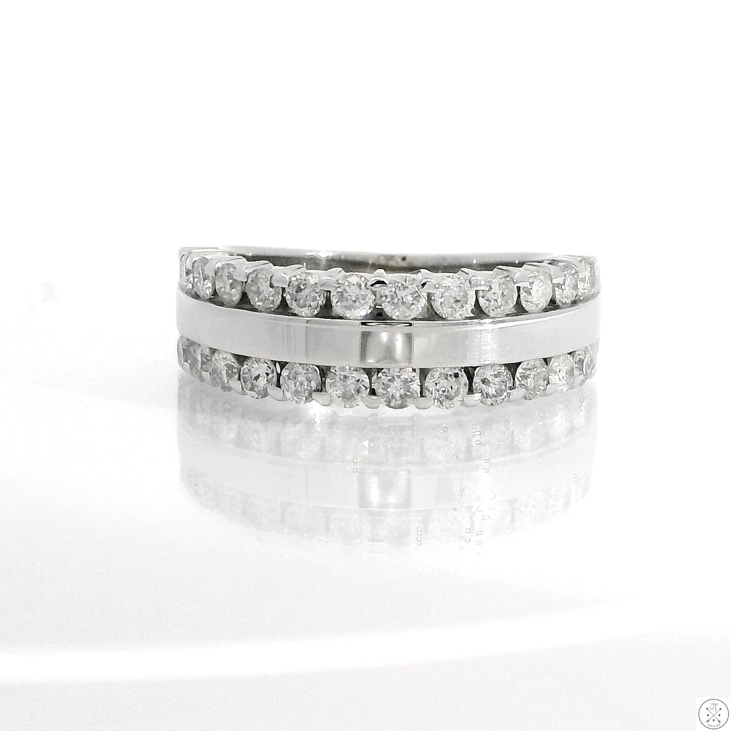 14k White Gold 6.5 mm Band with 3/4 ctw Natural Diamonds Size 6.5 Helzberg