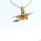 Antique 18k Yellow and White Gold Airplane Charm Handmade Monoplane