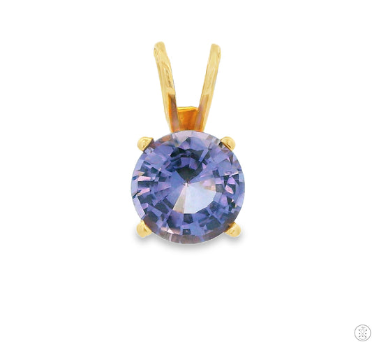 Vintage 14k Yellow Gold Solitaire Pendant 1.6 Carat Natural Purple Spinel Round Drop