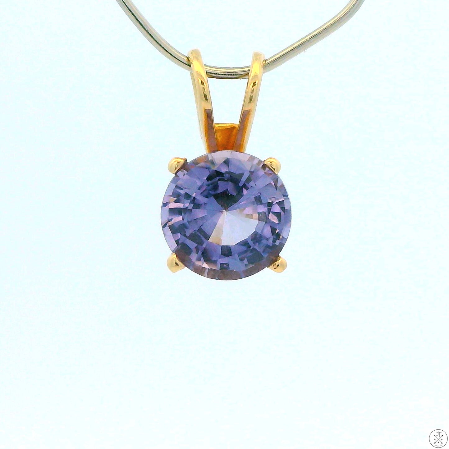 Vintage 14k Yellow Gold Solitaire Pendant 1.6 Carat Natural Purple Spinel Round Drop