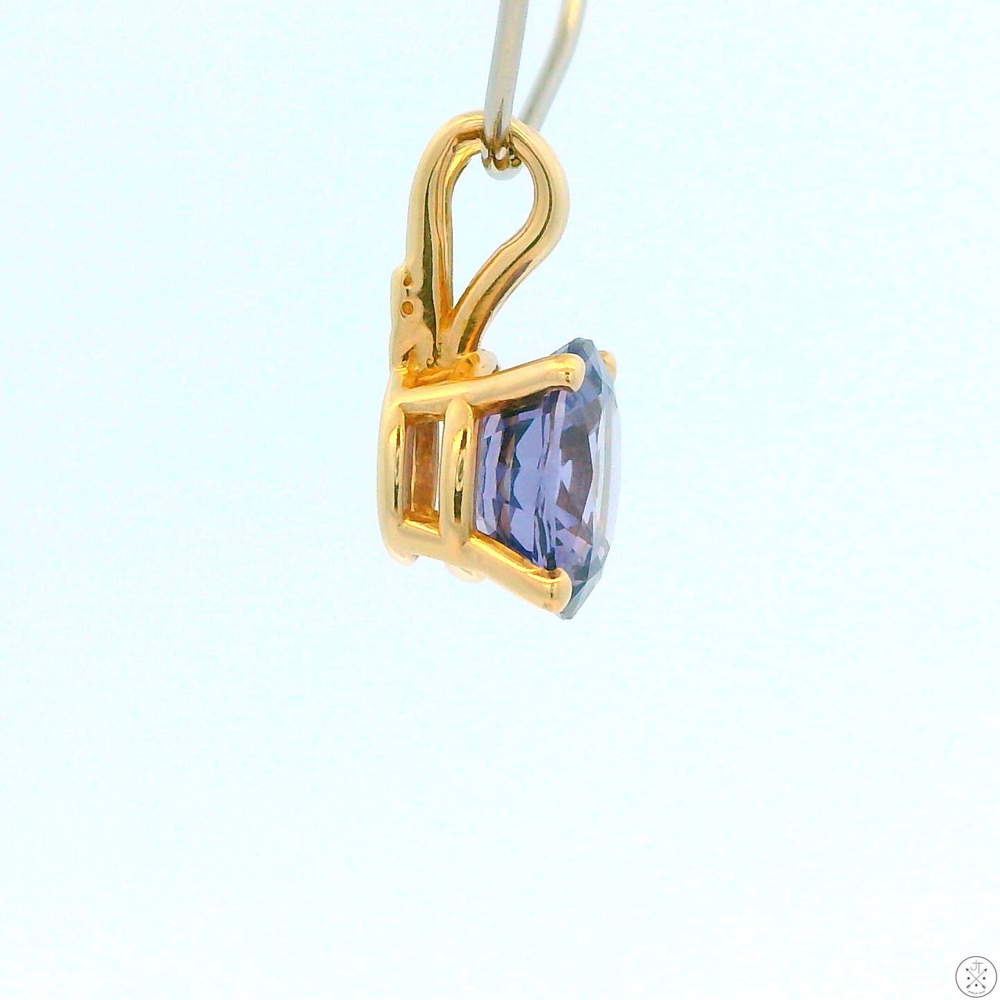 Vintage 14k Yellow Gold Solitaire Pendant 1.6 Carat Natural Purple Spinel Round Drop