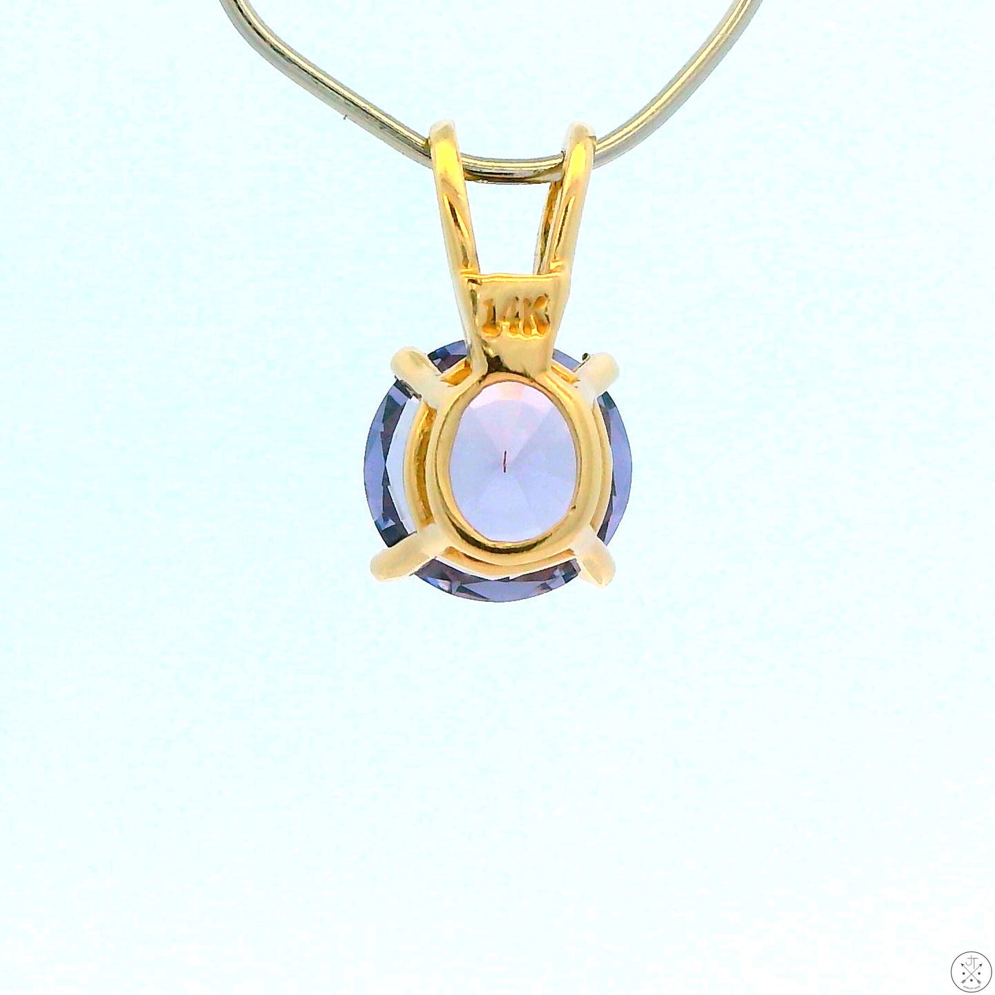Vintage 14k Yellow Gold Solitaire Pendant 1.6 Carat Natural Purple Spinel Round Drop
