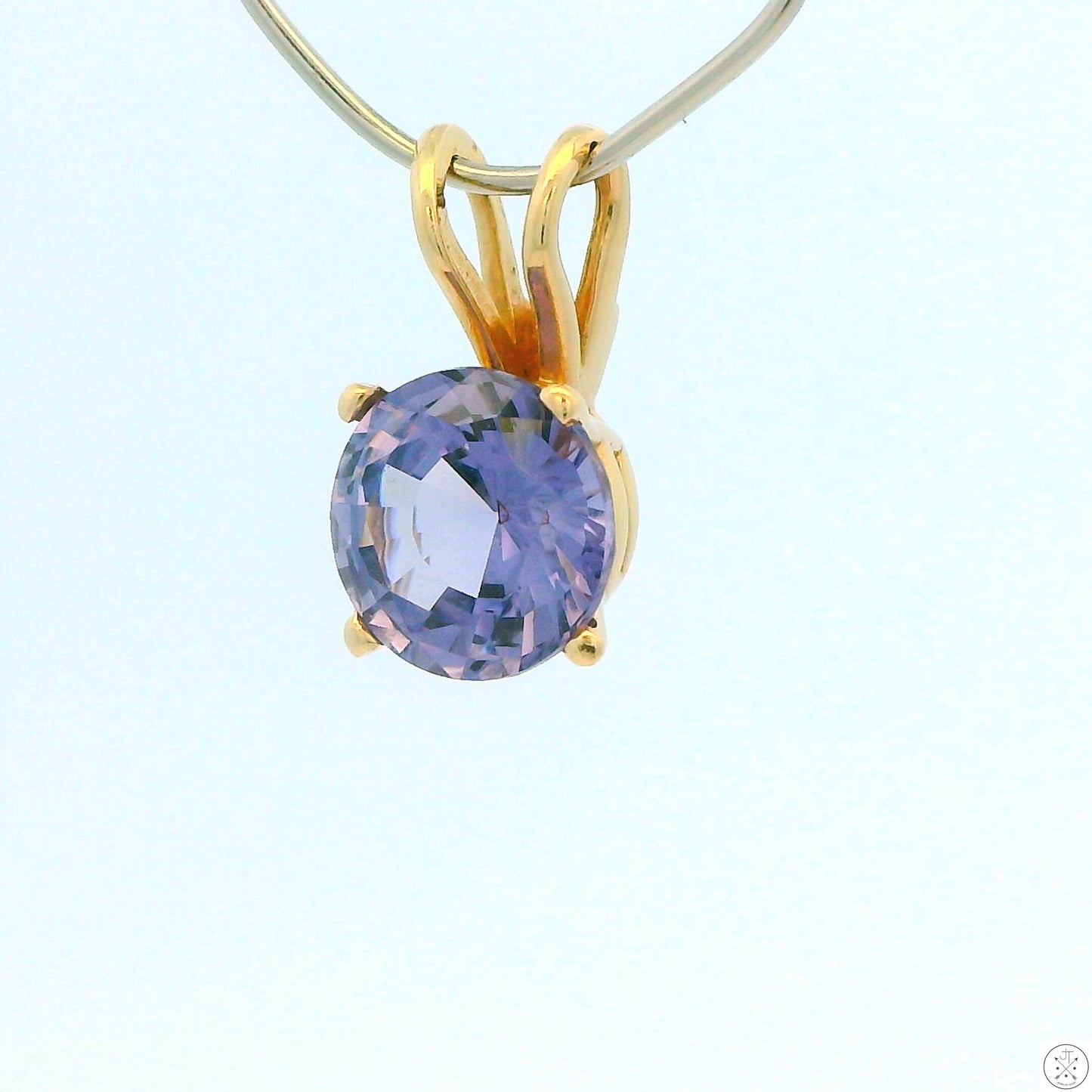 Vintage 14k Yellow Gold Solitaire Pendant 1.6 Carat Natural Purple Spinel Round Drop