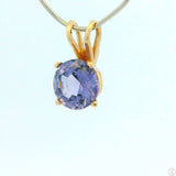 Vintage 14k Yellow Gold Solitaire Pendant 1.6 Carat Natural Purple Spinel Round Drop