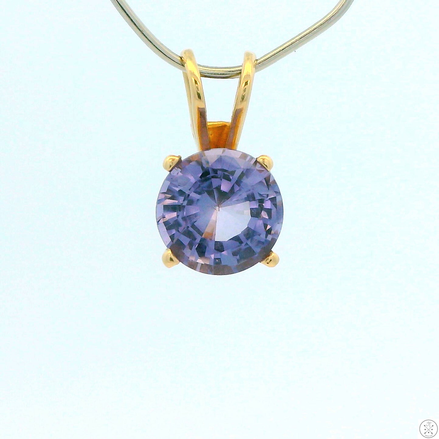 Vintage 14k Yellow Gold Solitaire Pendant 1.6 Carat Natural Purple Spinel Round Drop