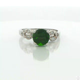 800 Platinum Solitaire Ring with Natural Chrome Diopside and Diamonds Size 7