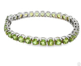 Sterling Silver Tennis Bracelet 8.25 Inch with 28 ctw Natural Peridot