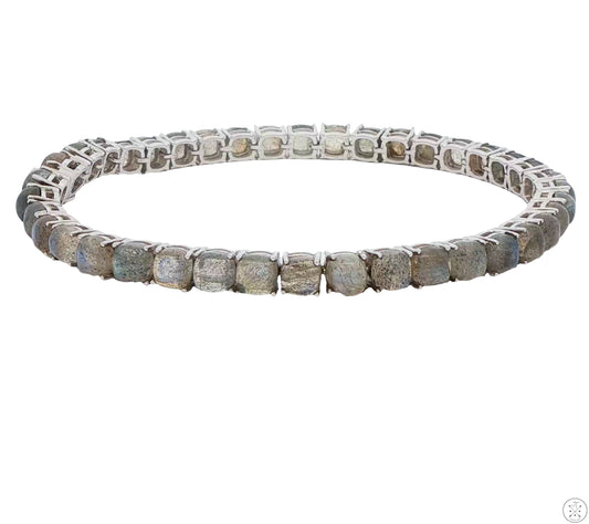 Sterling Silver Tennis Bracelet 8.25 Inch with 27 ctw Natural Labradorite