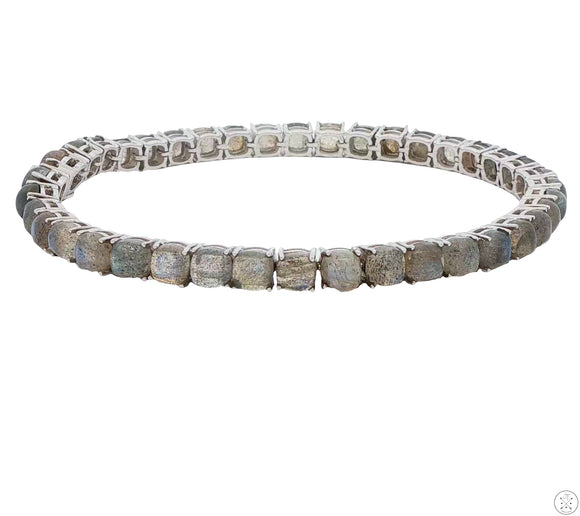 Sterling Silver Tennis Bracelet 8.25 Inch with 27 ctw Natural Labradorite