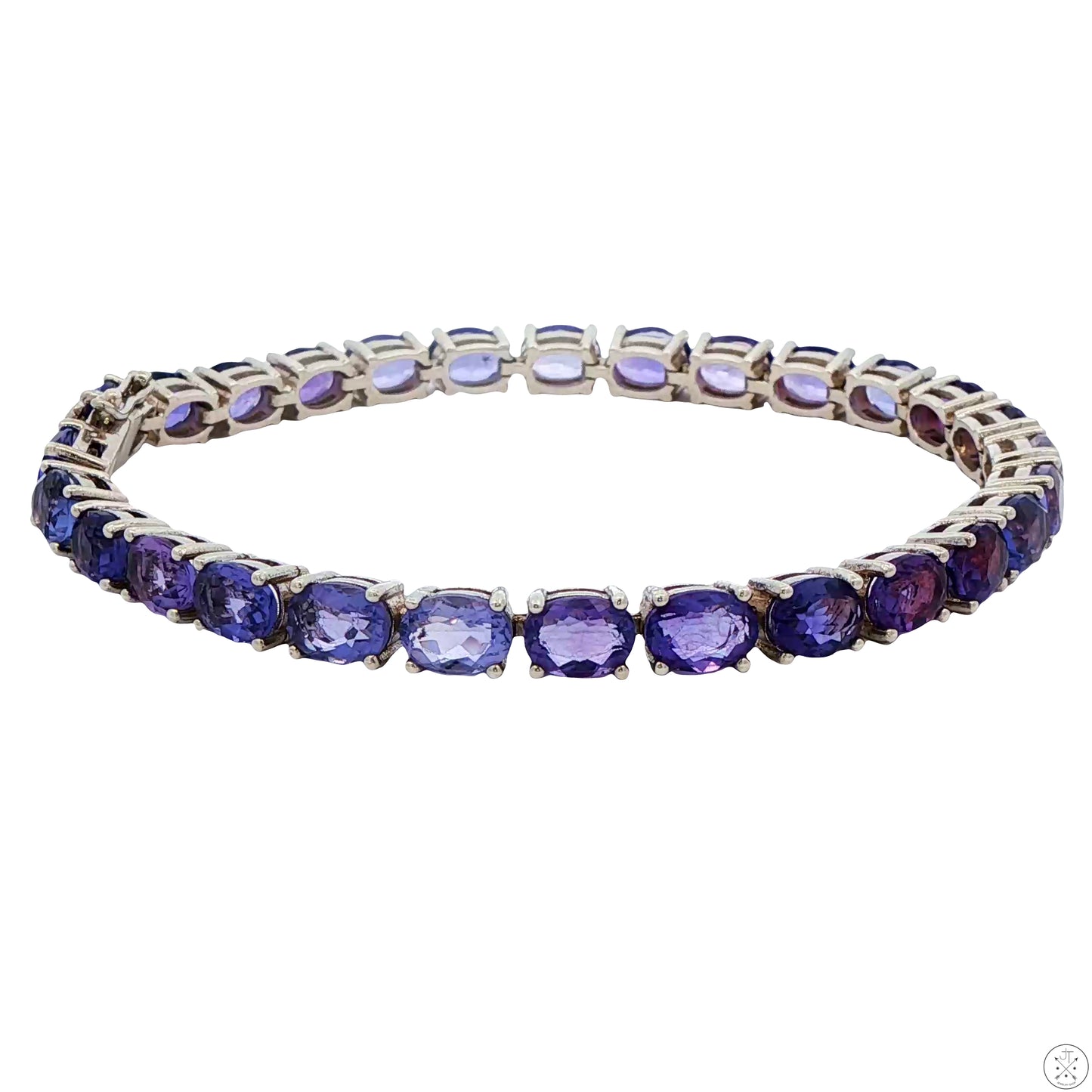 Sterling Silver Tennis Bracelet 8.25 Inch with 27.5 ctw Natural Blue Purple Spinel