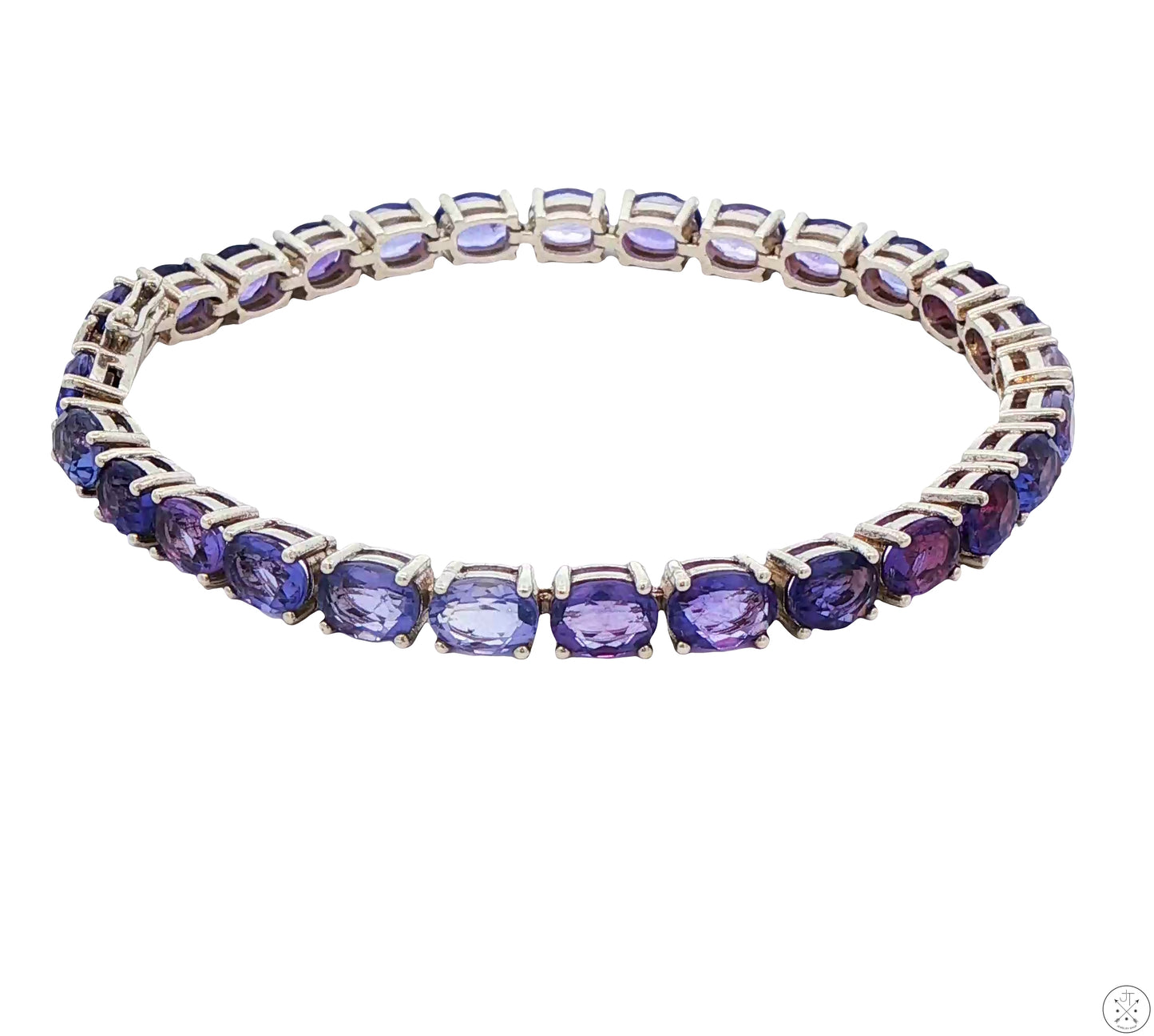 Sterling Silver Tennis Bracelet 8.25 Inch with 27.5 ctw Natural Blue Purple Spinel