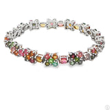 Sterling Silver Tennis Bracelet 7.5 Inch with 13.5 ctw Natural Tourmaline