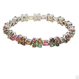 Sterling Silver Tennis Bracelet 7.5 Inch with 13.5 ctw Natural Tourmaline