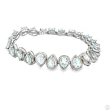 Sterling Silver Tennis Bracelet 7.5 Inch with 11 ctw Natural Aquamarine