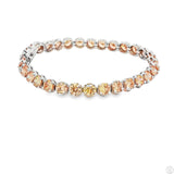 New Sterling Silver Tennis Bracelet 7.5 Inch with Orange Cubic Zirconia