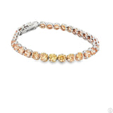 New Sterling Silver Tennis Bracelet 7.5 Inch with Orange Cubic Zirconia