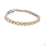 New Sterling Silver Tennis Bracelet 7.5 Inch with Orange Cubic Zirconia