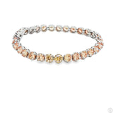 New Sterling Silver Tennis Bracelet 7.5 Inch with Orange Cubic Zirconia
