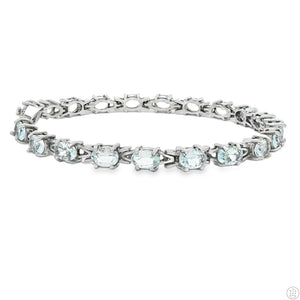 Sterling Silver Tennis Bracelet 7.5 Inch with 7 ctw Natural Aquamarine