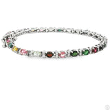 Sterling Silver Tennis Bracelet 7.25 Inch with 4.30 ctw Natural Tourmaline and Quartz