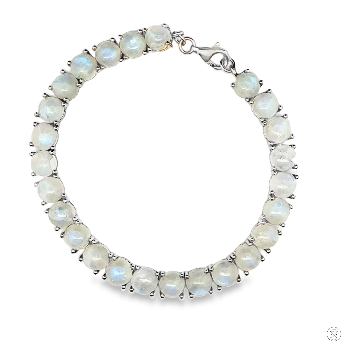 Sterling Silver Tennis Bracelet 8 Inch with 38 ctw Natural Moonstone