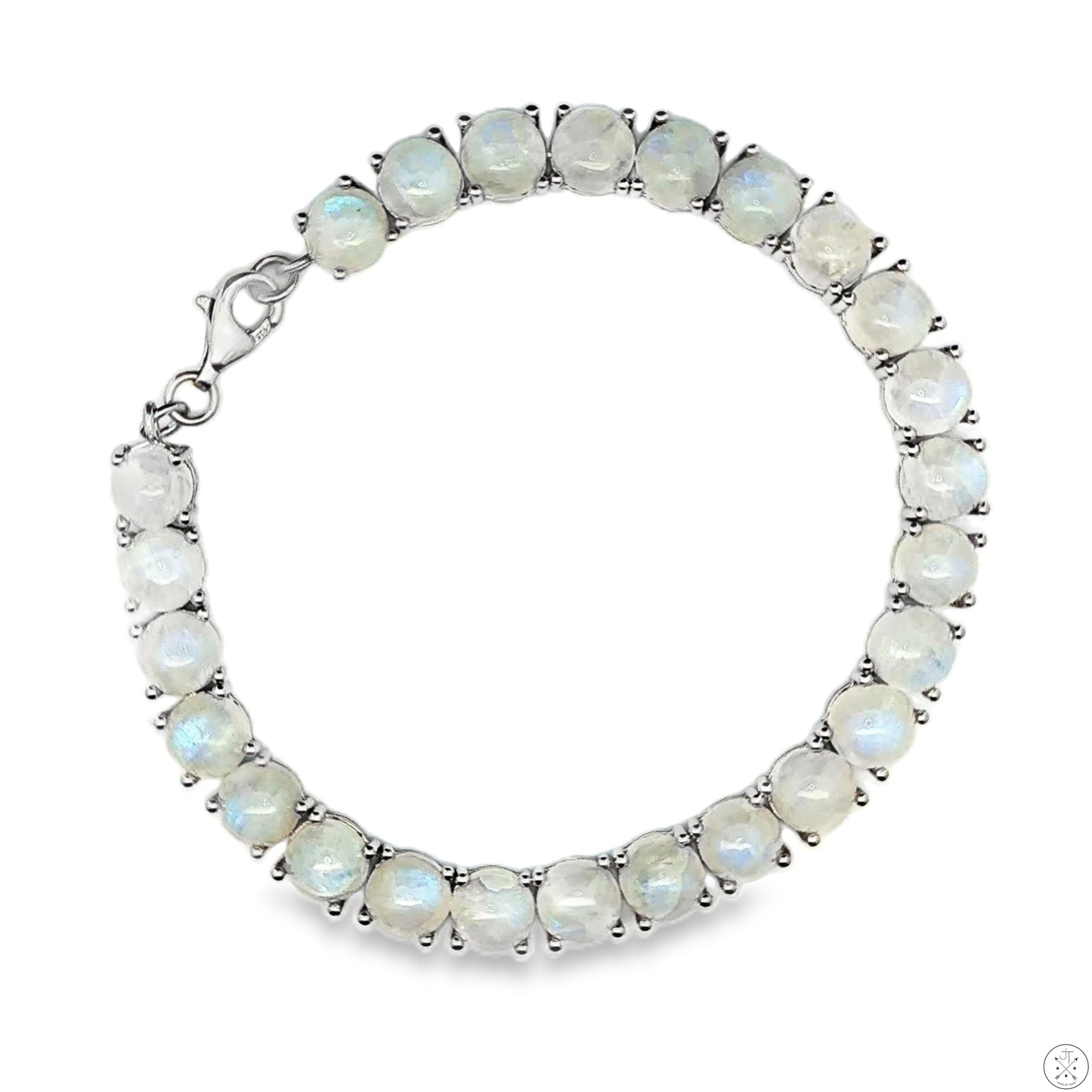 Sterling Silver Tennis Bracelet 8 Inch with 38 ctw Natural Moonstone
