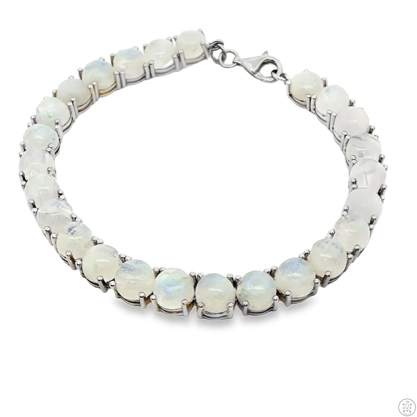 Sterling Silver Tennis Bracelet 8 Inch with 38 ctw Natural Moonstone