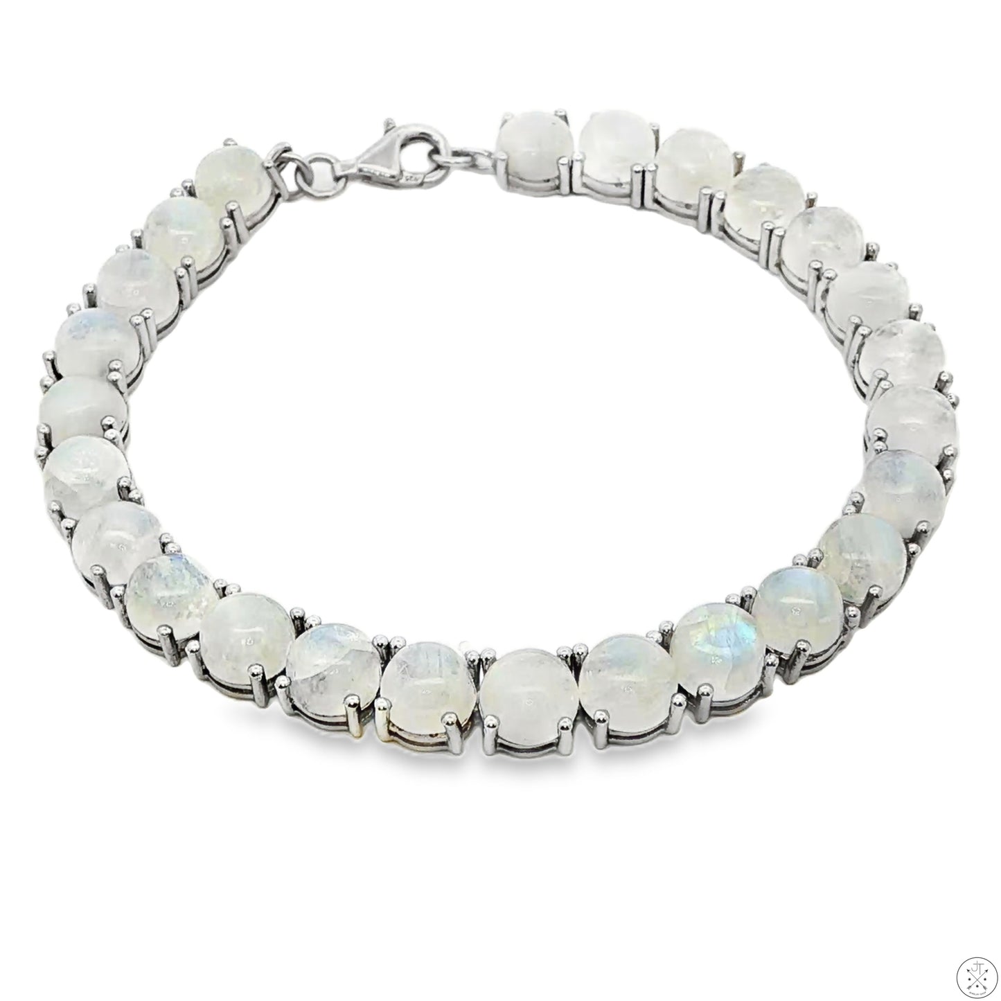 Sterling Silver Tennis Bracelet 8 Inch with 38 ctw Natural Moonstone