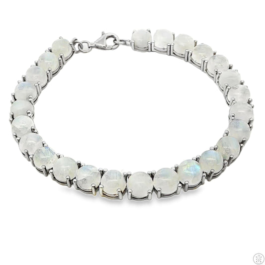 Sterling Silver Tennis Bracelet 8 Inch with 38 ctw Natural Moonstone