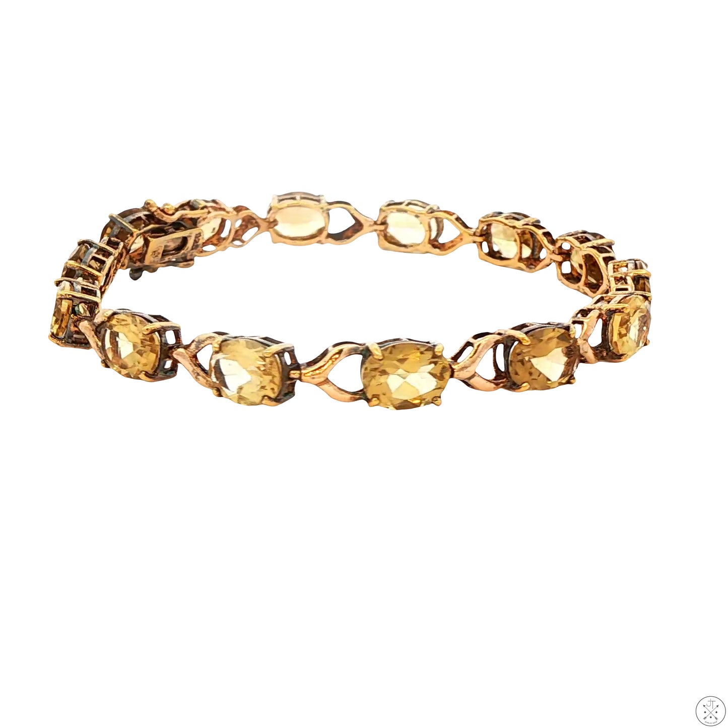 Sterling Silver Tennis Bracelet 7.5 Inch with 11.5 ctw Natural Citrine Gold Tone