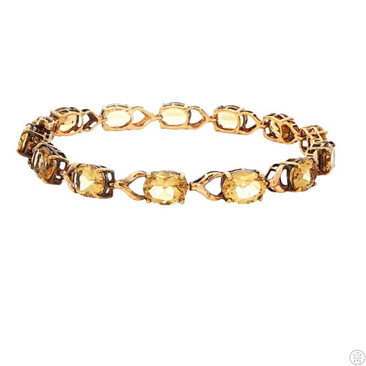 Sterling Silver Tennis Bracelet 7.5 Inch with 11.5 ctw Natural Citrine Gold Tone