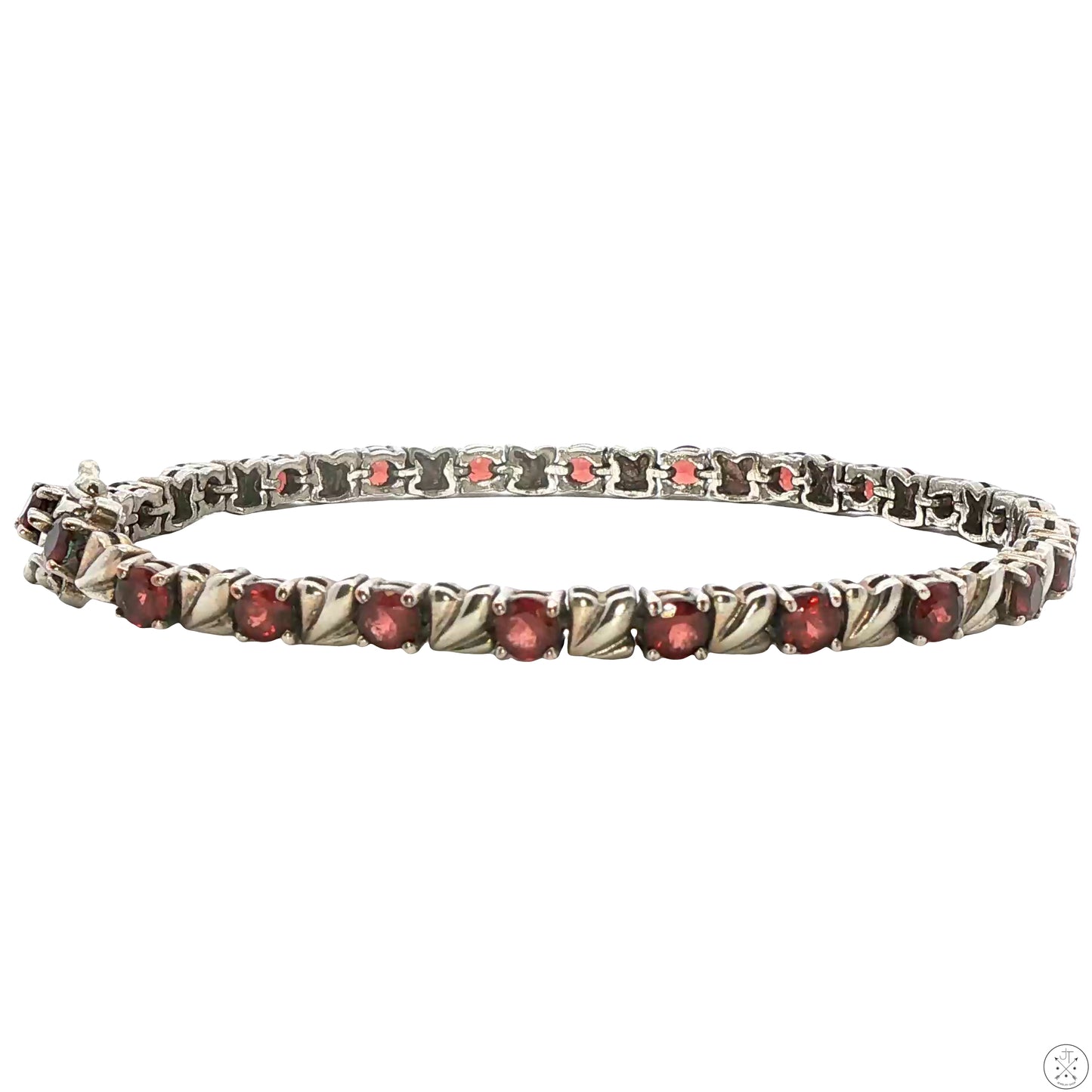 Sterling Silver Tennis Bracelet 8.25 Inch 8 ctw Natural Spessartine Garnet
